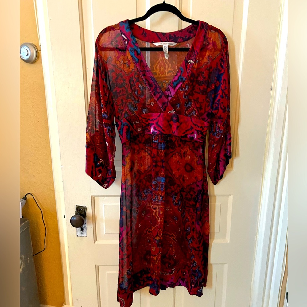 DVF Thea silk kimono dress. Diane von Furstenberg Thea abstract print dress 8